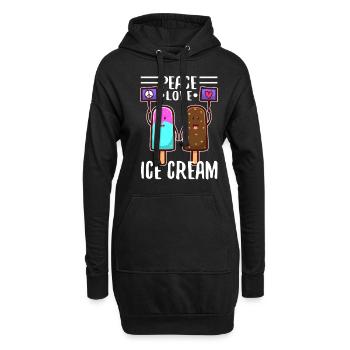 Peace Love Ice Cream - Hoodie-Kleid - Schwarz - Vorne