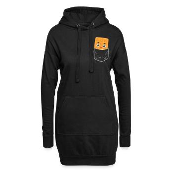 Poche gaufre - Sweat-shirt à capuche long Femme - noir - Devant