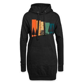 Zelten und Camping im Dachzelt - Sprüche - Hoodie-Kleid - Schwarz - Vorne