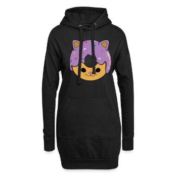 Katze Donut - Hoodie-Kleid - Schwarz - Vorne