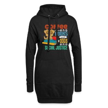 Kaffee und Bücher und Hunde - Hoodie-Kleid - Schwarz - Vorne
