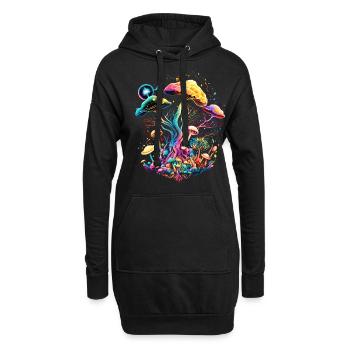 Zauberpilze, Pilze, Magic mushrooms, psychedelic - Hoodie-Kleid - Schwarz - Vorne