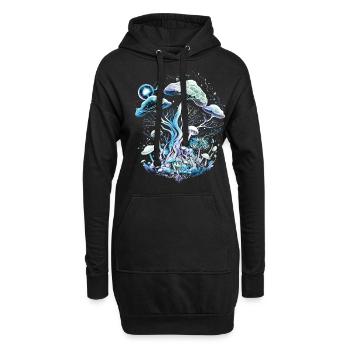 Zauberpilze, Pilze, Magic mushrooms, psychedelic - Hoodie-Kleid - Schwarz - Vorne