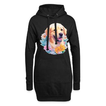 Chien Labrador Retriever avec motif de couronne de fleurs - Sweat-shirt à capuche long Femme - noir - Devant