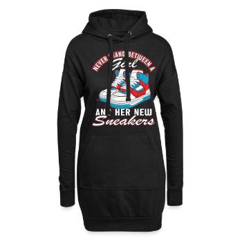 « Sneaker Mom » Chaussure Drôle - Sweat-shirt à capuche long Femme - noir - Devant