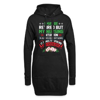 Grand-mère retraitée Pension Infirmière infirmière en soins infirmiers - Sweat-shirt à capuche long Femme - noir - Devant