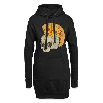 Skull Pizza - Sweat-shirt à capuche long Femme - noir - Devant