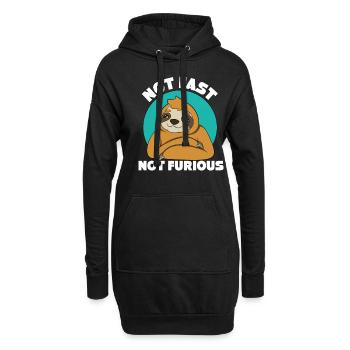 Faultier - Hoodie-Kleid - Schwarz - Vorne