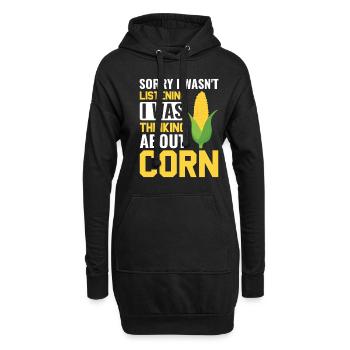 Je pensais à Corn - Corn Farmer Farmer - Sweat-shirt à capuche long Femme - noir - Devant