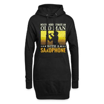 Unterschätze Niemals einen alten Mann Saxophon - - Hoodie-Kleid - Schwarz - Vorne