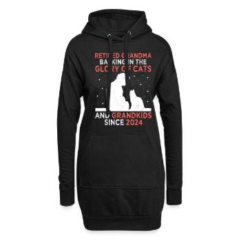 Amoureux des chats Grand-mère retraitée Retraité Propriétaire de chat Chat - Sweat-shirt à capuche long Femme - noir - Devant