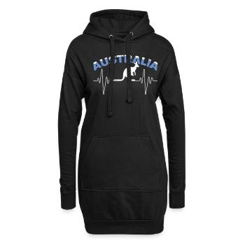 Känguru Heartbeat Australia Day Australisch - Hoodie-Kleid - Schwarz - Vorne