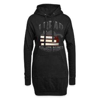 Ich lese verbotenes Buch Katze Buchliebhaber Leser Lesen - Hoodie-Kleid - Schwarz - Vorne
