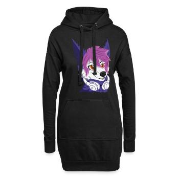 Stolzer pelziger pelziger Schwanz Ohr pelzige Person DJ Cosplay - Hoodie-Kleid - Schwarz - Vorne