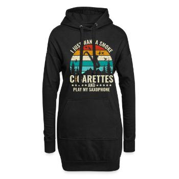 Je veux juste fumer des cigarettes et jouer du saxophone - Sweat-shirt à capuche long Femme - noir - Devant