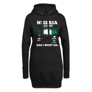 Nigéria - Sweat-shirt à capuche long Femme - noir - Devant