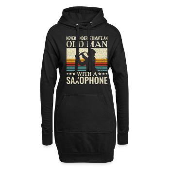 Unterschätze Niemals einen alten Mann Saxophon - - Hoodie-Kleid - Schwarz - Vorne