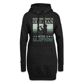 Unterschätze Niemals einen alten Mann Saxophon - - Hoodie-Kleid - Schwarz - Vorne