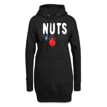 Lustige hängende Nüsse Feiertag Dezember Weihnachten - Hoodie-Kleid - Schwarz - Vorne