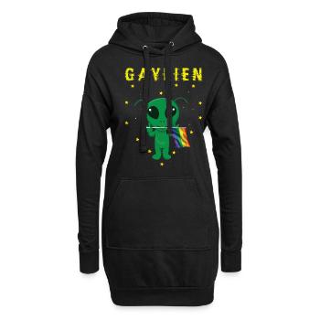 Homosexuell Alien Regenbogen Flagge Gay Pride LGBT Pride Monat - Hoodie-Kleid - Schwarz - Vorne