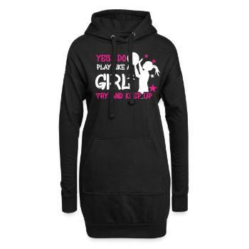 Athlet Spiel Sport Ja Spielen Sie wie Mädchen Basketball - Hoodie-Kleid - Schwarz - Vorne