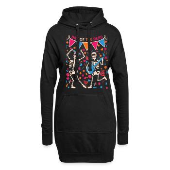 Tanzender Muertos Tag der Toten Halloween - Hoodie-Kleid - Schwarz - Vorne