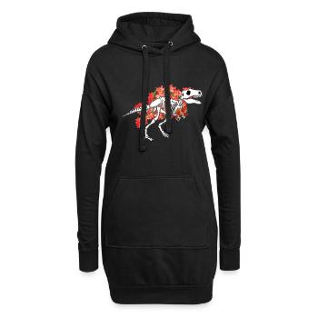 Dinosaurier Blumenmuertos Tag der Toten Halloween - Hoodie-Kleid - Schwarz - Vorne