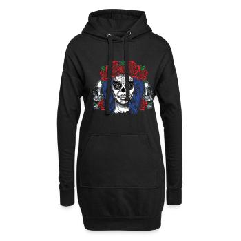 La Catrina Skelett Blumenmuertos Tag der Toten - Hoodie-Kleid - Schwarz - Vorne