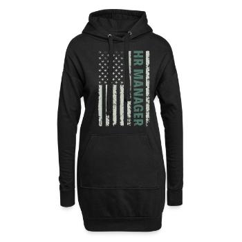 HR Manager American Flag USA - HR Management - Hoodie-Kleid - Schwarz - Vorne