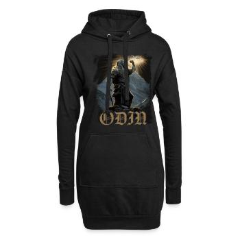 Mächtiger Odin Wikinger Nordische Mythologie - Hoodie-Kleid - Schwarz - Vorne