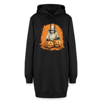 Gruseliger Geist Mit Kürbissen Halloween Design - Hoodie-Kleid - Schwarz - Vorne