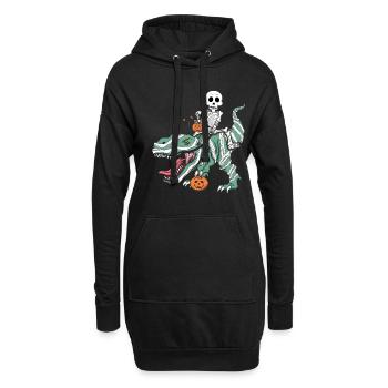 Dinosaure squelette Drôle paresseux effrayant Halloween - Sweat-shirt à capuche long Femme - noir - Devant