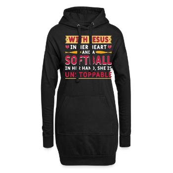 Jésus dans ton cœur Athlètes lanceurs de softball - Sweat-shirt à capuche long Femme - noir - Devant