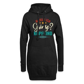 Warum Ich Grinse? Kopfkino - Spruch Humor - Hoodie-Kleid - Schwarz - Vorne
