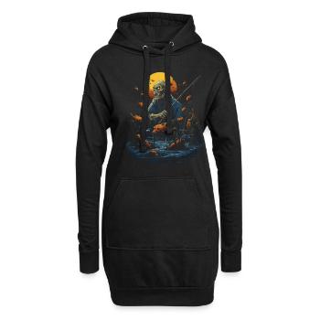 Unheimlicher Angler Gruseliger Halloween Fischer - Hoodie-Kleid - Schwarz - Vorne
