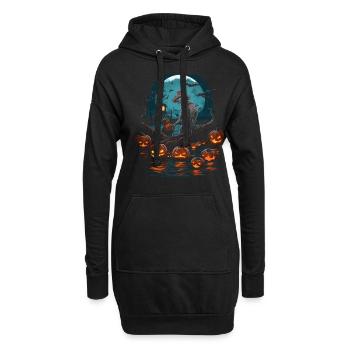 Unheimlicher Angler Gruseliger Halloween Fischer - Hoodie-Kleid - Schwarz - Vorne