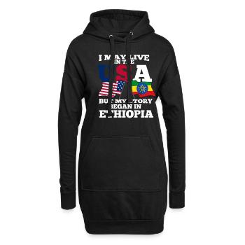 Ethiopie Etats-Unis - Sweat-shirt à capuche long Femme - noir - Devant