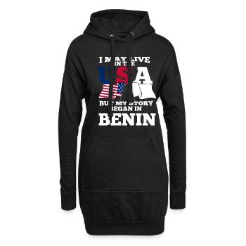 Bénin États-Unis - Sweat-shirt à capuche long Femme - noir - Devant