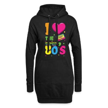 Liebe 80er Jahre Karneval 80er Jahre Retro Party 1980 - Hoodie-Kleid - Schwarz - Vorne