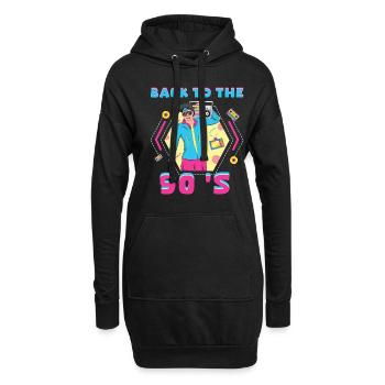 90er Jahre Musik Karneval 90 Retro Party Jahr 1990 - Hoodie-Kleid - Schwarz - Vorne