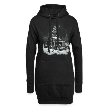 Weihnachts Lkw Fahrer Weihnaten Sattelschlepper - Hoodie-Kleid - Schwarz - Vorne