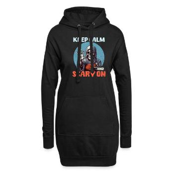 Football Halloween Restez calme et effrayant - Sweat-shirt à capuche long Femme - noir - Devant