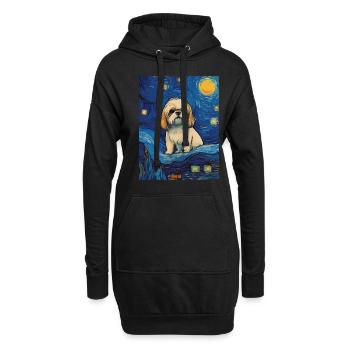 Shih Tzu &; Nuit étoilée: un chef-d’œuvre de la - Sweat-shirt à capuche long Femme - noir - Devant