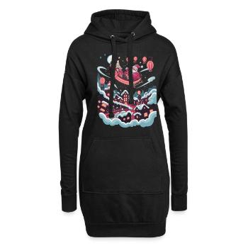 Moderne Kunst trifft Weihnachten Santa Claus - Hoodie-Kleid - Schwarz - Vorne