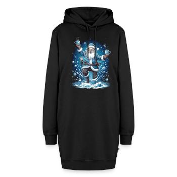 Plaisir de Noël: Père Noël ivre - Sweat-shirt à capuche long Femme - noir - Devant
