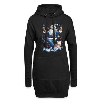 Plaisir de Noël: Père Noël ivre - Sweat-shirt à capuche long Femme - noir - Devant
