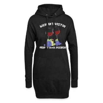 "Weinaktivistin Heben statt Kleben" - witziges - Hoodie-Kleid - Schwarz - Vorne