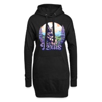 Texas Bluebonnet Mit Floralem Frühling Texas - Hoodie-Kleid - Schwarz - Vorne