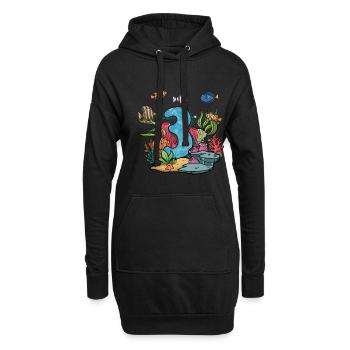 Cadeau de poisson d’aquarium - Sweat-shirt à capuche long Femme - noir - Devant