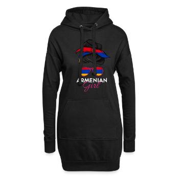 Fille arménienne - Sweat-shirt à capuche long Femme - noir - Devant
